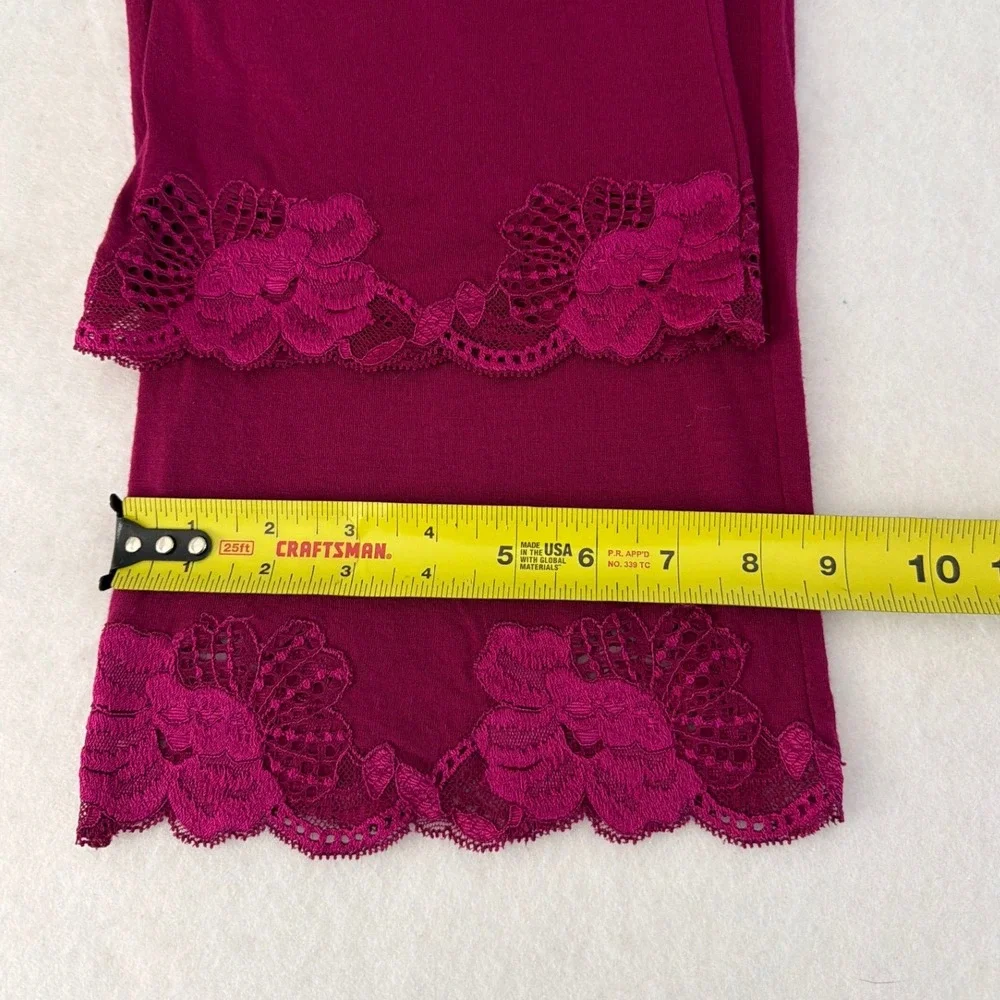 Natori Zen Medium Floral Short Sleeve Pajama Set Heather Night Berry Lace